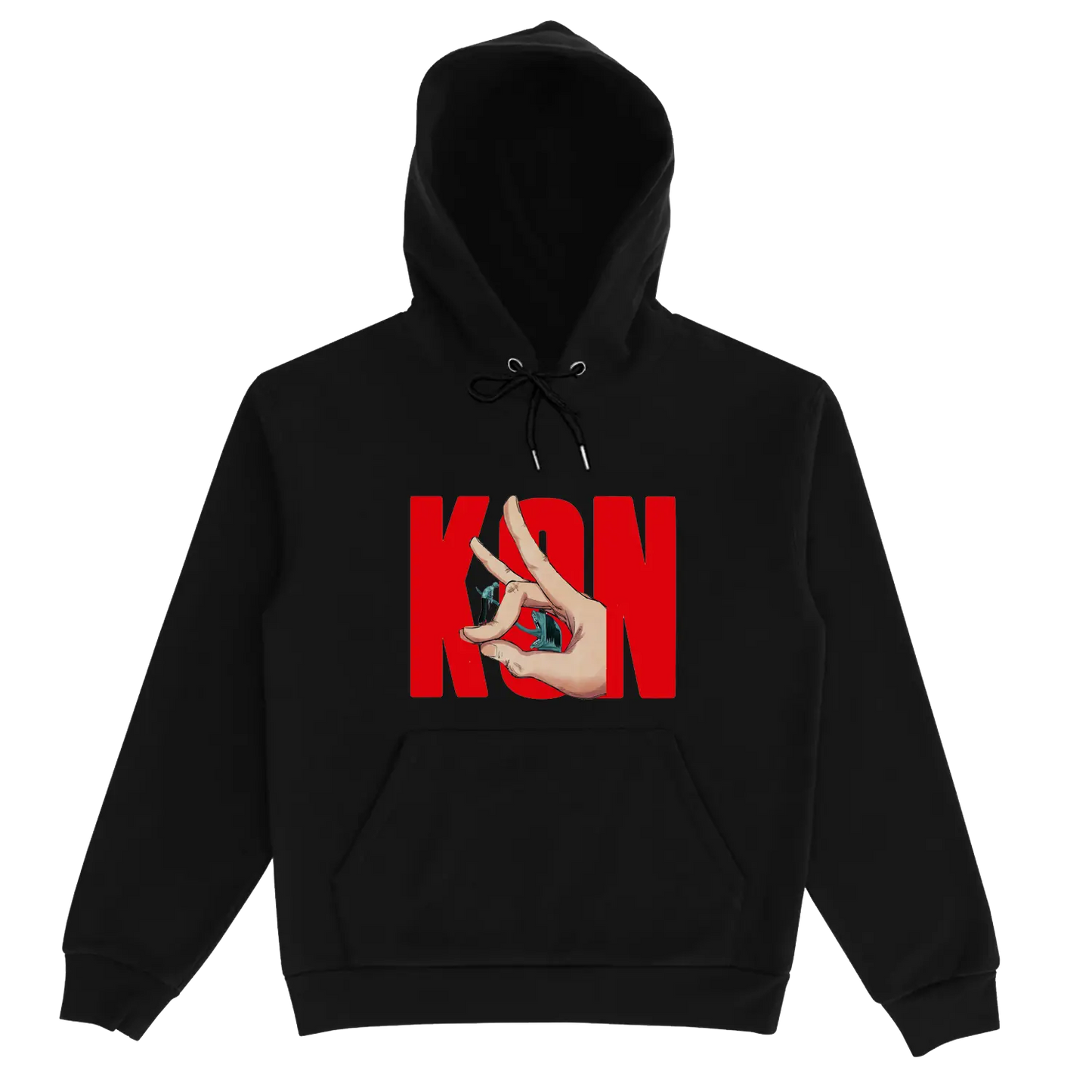 Aki KON White/Black Drawstring Hoodie My Store