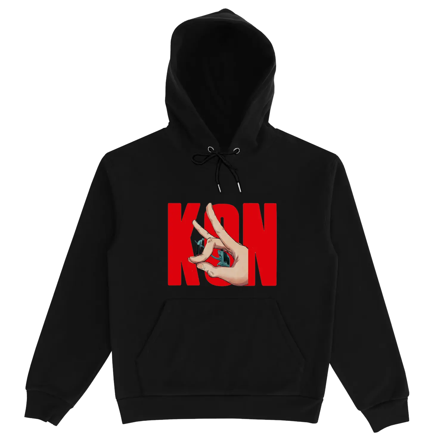 Aki KON White/Black Drawstring Hoodie My Store