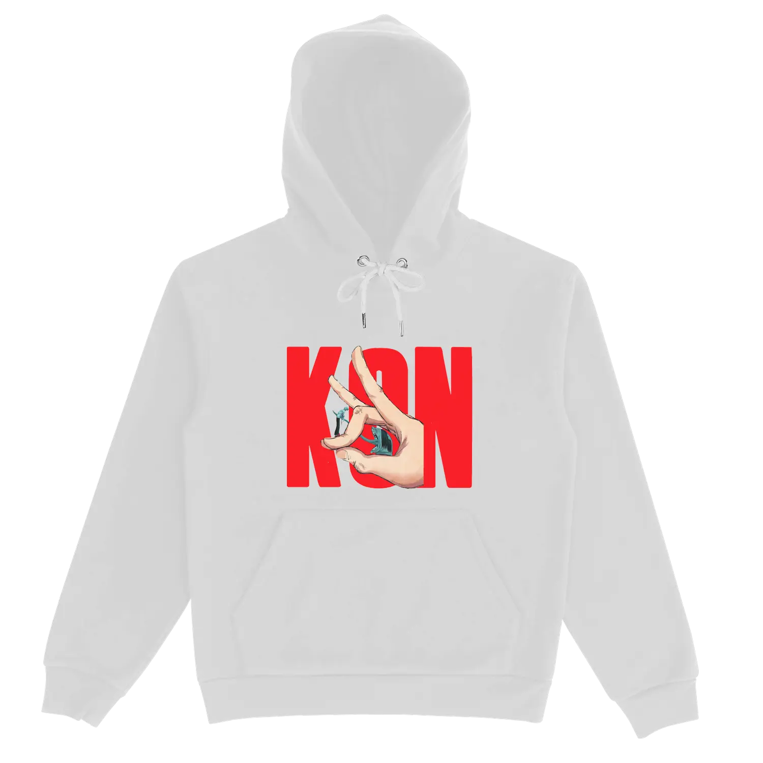 Aki KON White/Black Drawstring Hoodie My Store