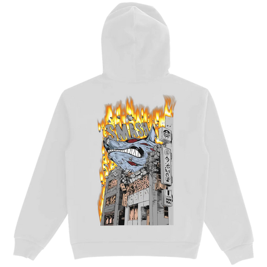 Aki KON White/Black Drawstring Hoodie My Store