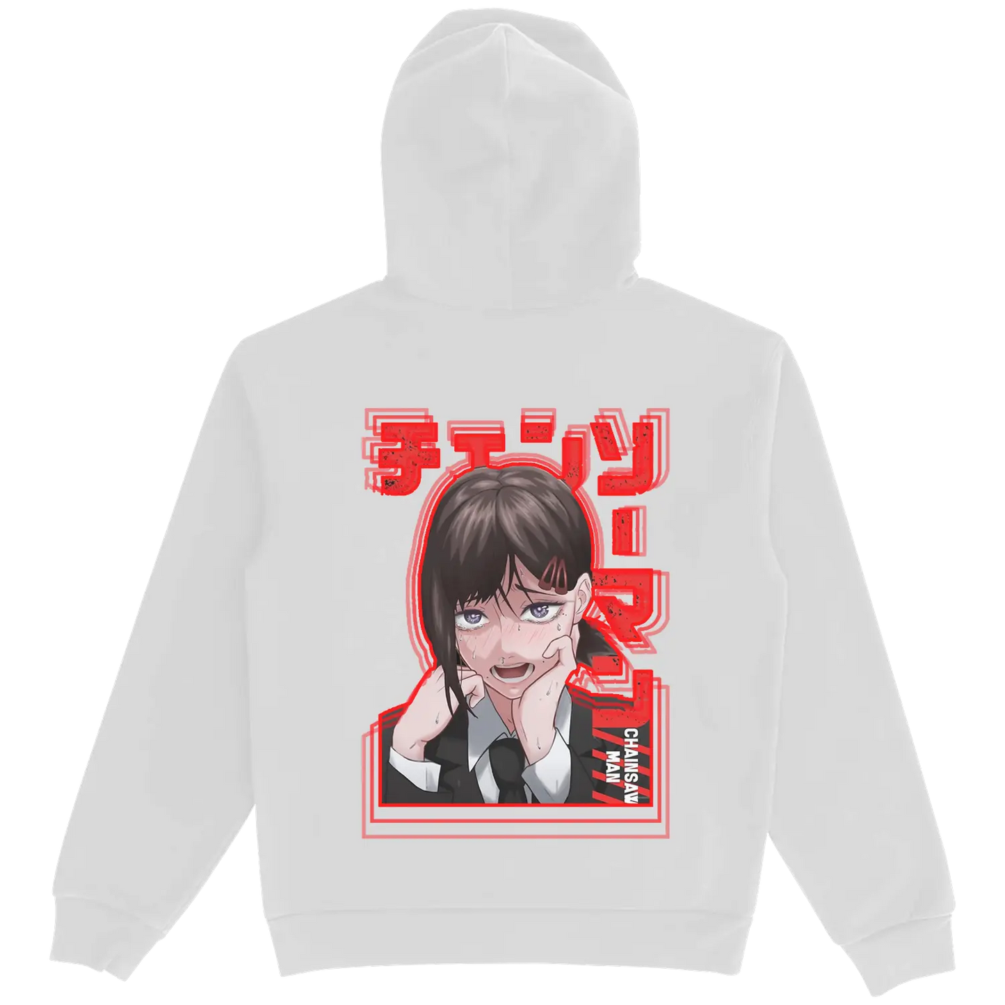 ChainsawMan Kobeni Cry Drawstring White Hoodie