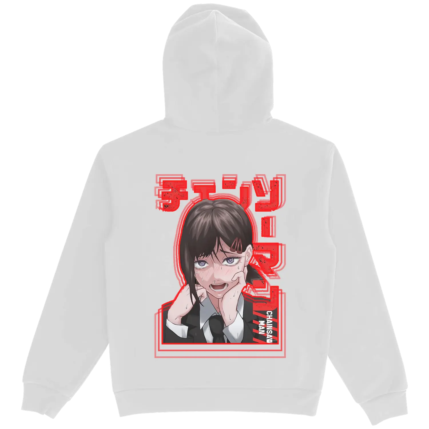 ChainsawMan Kobeni Cry Drawstring White Hoodie