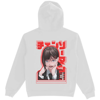 ChainsawMan Kobeni Cry Drawstring White Hoodie