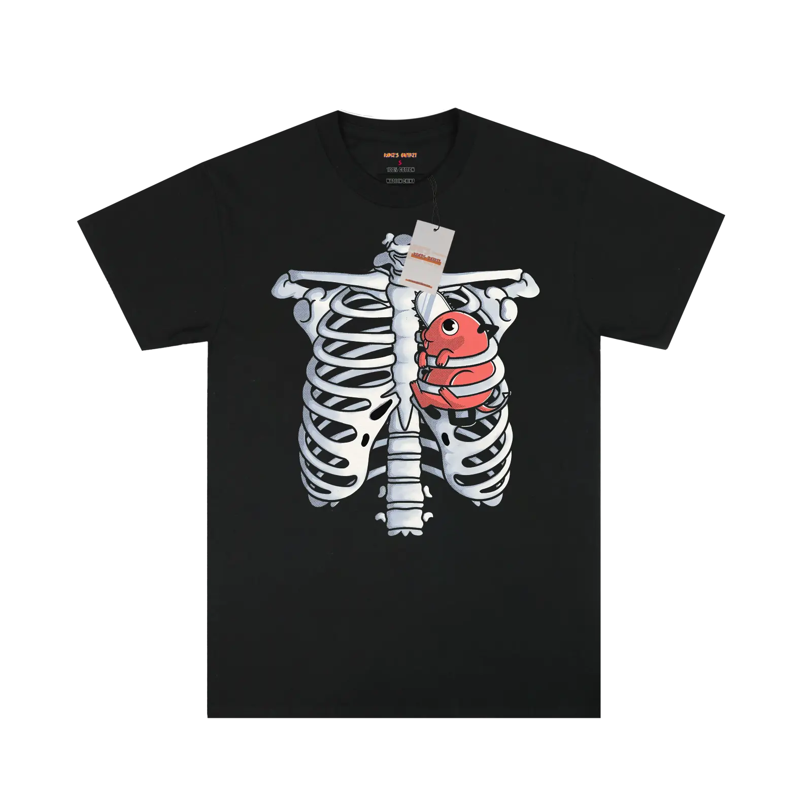 Skeleton Pochita White/Black T-shirt My Store