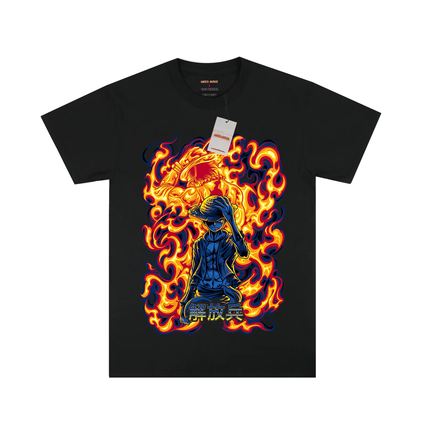 One Piece Fire Luffy Black T-shirt