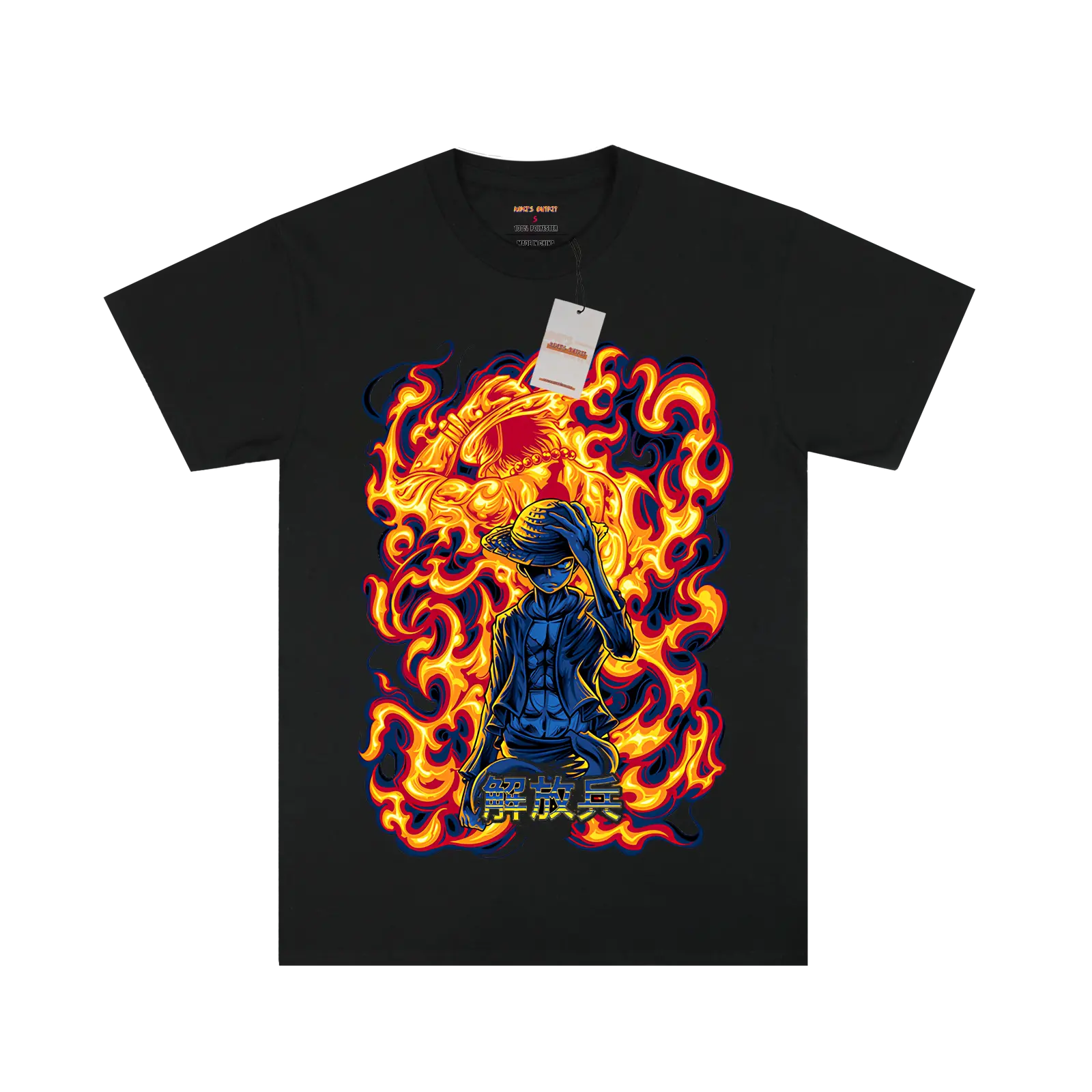 One Piece Fire Luffy Black T-shirt