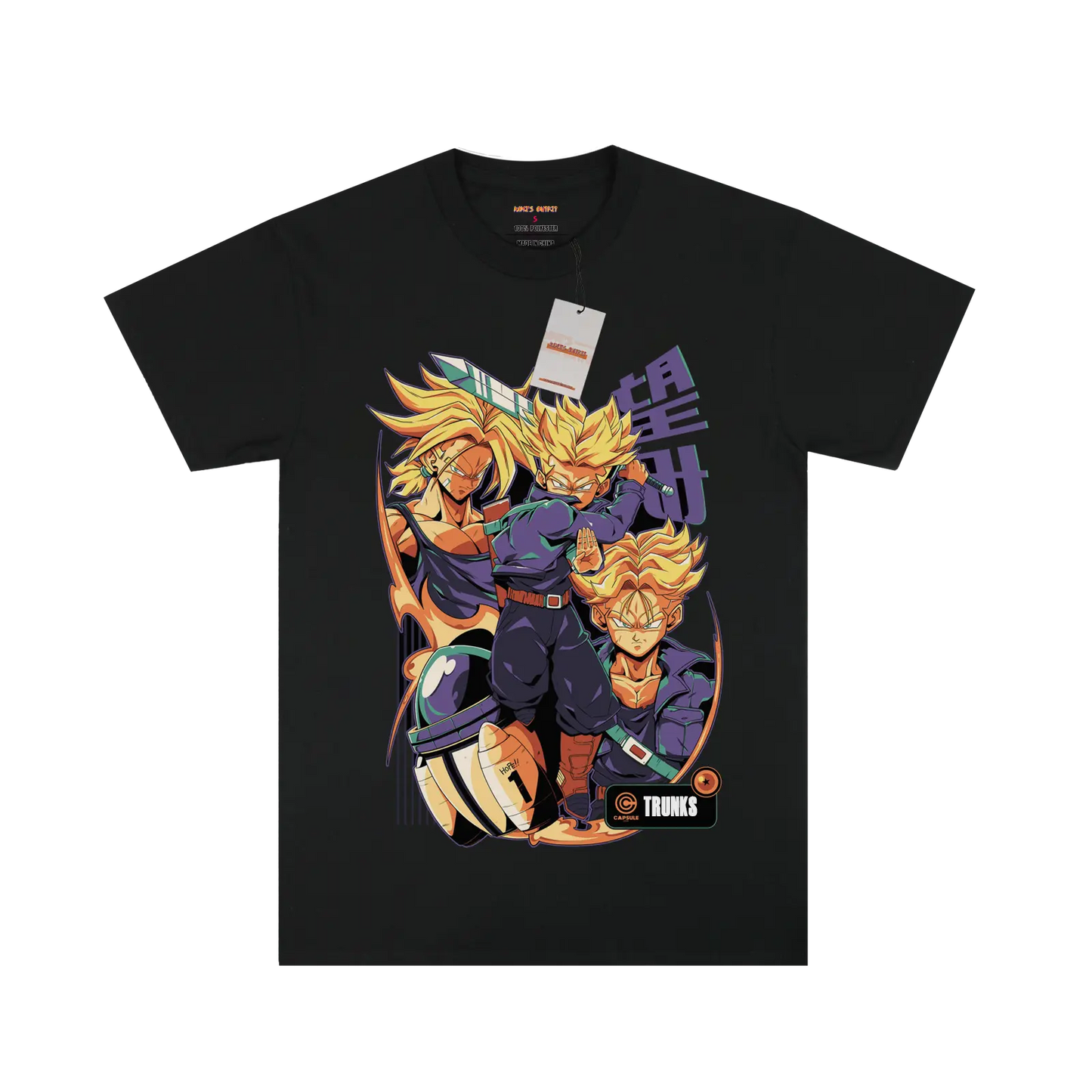 Three Saiyan Trunks Black Tee