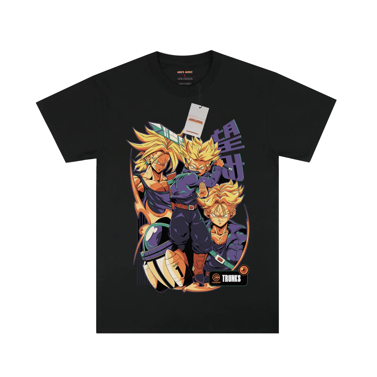 Three Saiyan Trunks Black Tee