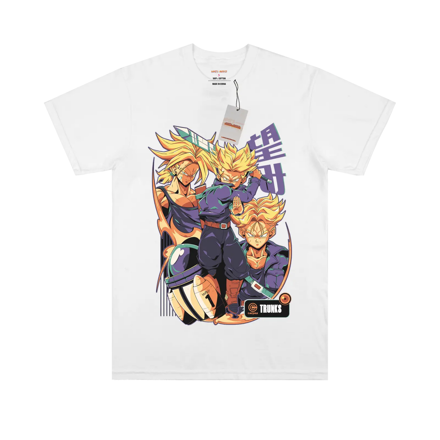 Three Saiyan Trunks White Tee