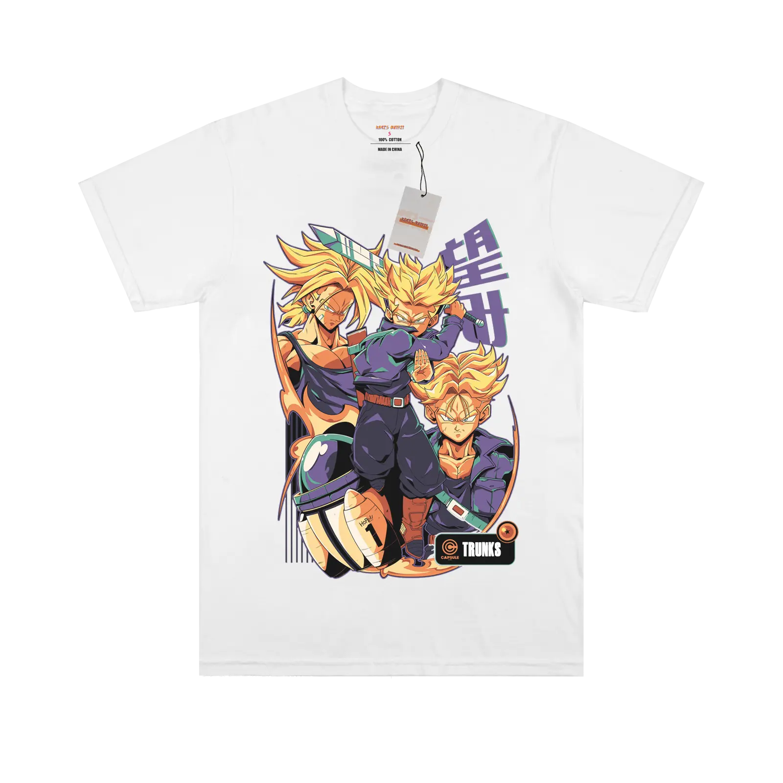 Three Saiyan Trunks White Tee