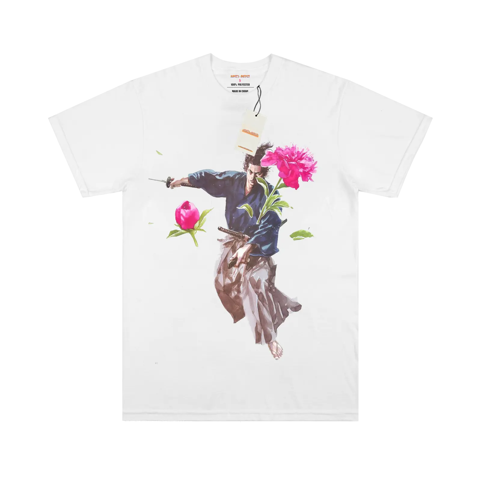 Vagabond Musashi White Anime T-shirt 100% High quality Cotton